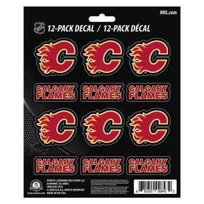 FANMATS 30778 NHL - Calgary Flames 12 Count Mini Decal Sticker Pack 5 x 6.25 in.- Great Gift for Sports Fans - Works On Hard Surfaces - for Homes, Cars, Trucks, SUVs.