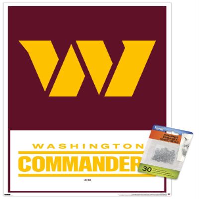 Trends International NFL Washington Commanders - Logo 22 Wall Poster, 14.72" x 22.37", Premium Poster & Push Pin Bundle