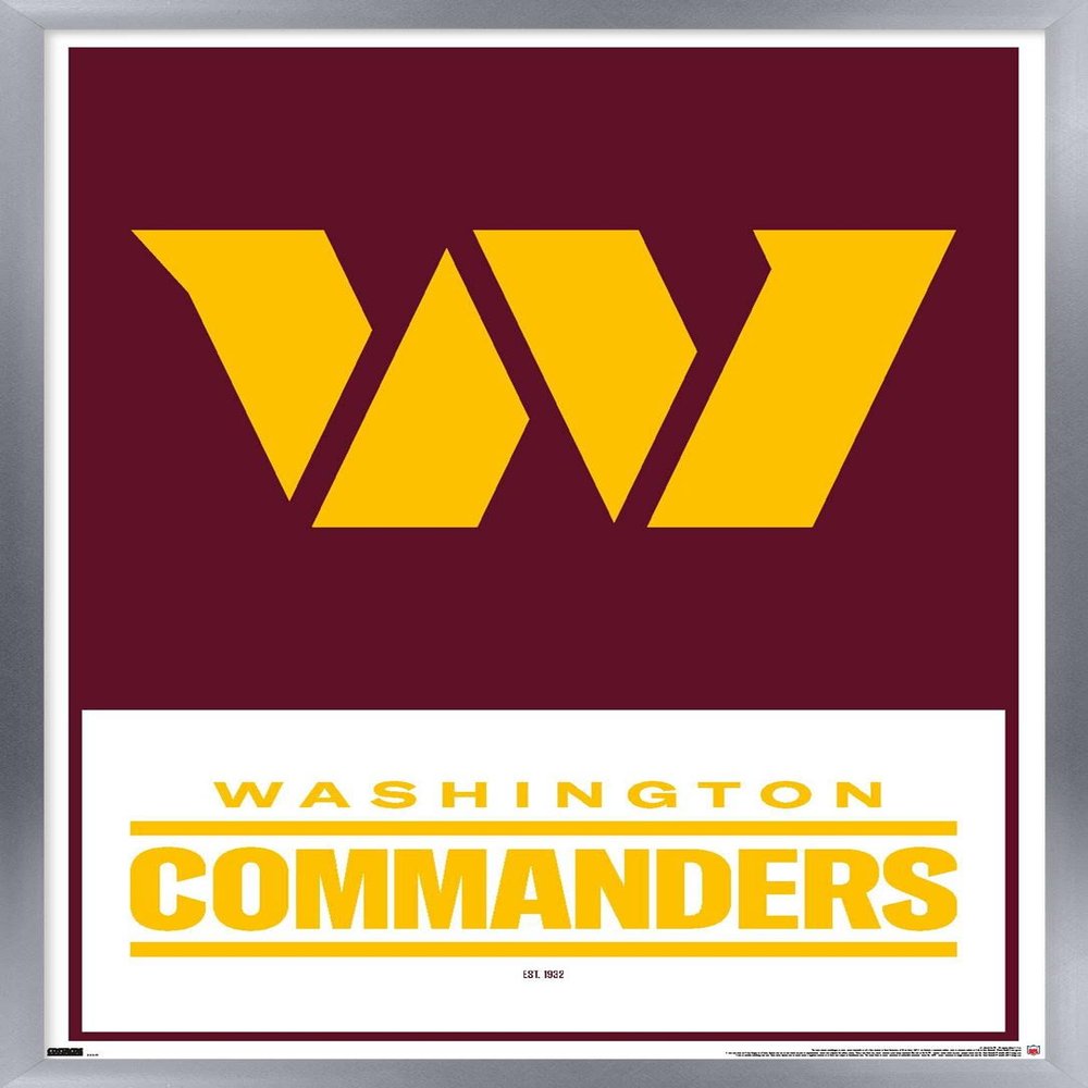 Trends International NFL Washington Commanders - Logo 22 Wall Poster, 22.375" x 34", Silver Framed Version