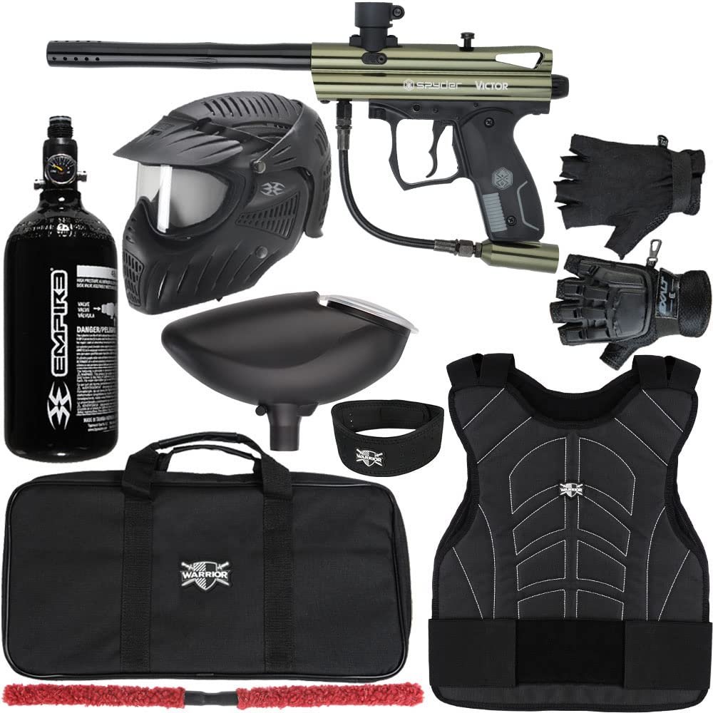 Action Village Kingman Spyder Victor Protector Paintball Gun Package Kit Protector 2 (Gloss Olive, Glove Size - Small/Medium)