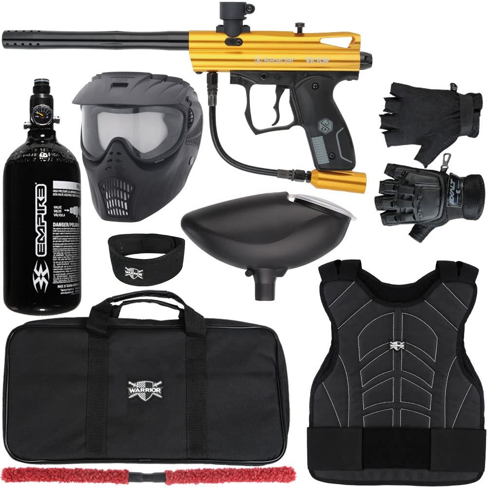 Action Village Kingman Spyder Victor Protector Paintball Gun Package Kit Protector 1 (Gloss Gold, Glove Size - Small/Medium)