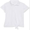 Nautica Girls' School Uniform Short Sleeve Performance Polo, White/Tie Front, 16-18 Plus view 1