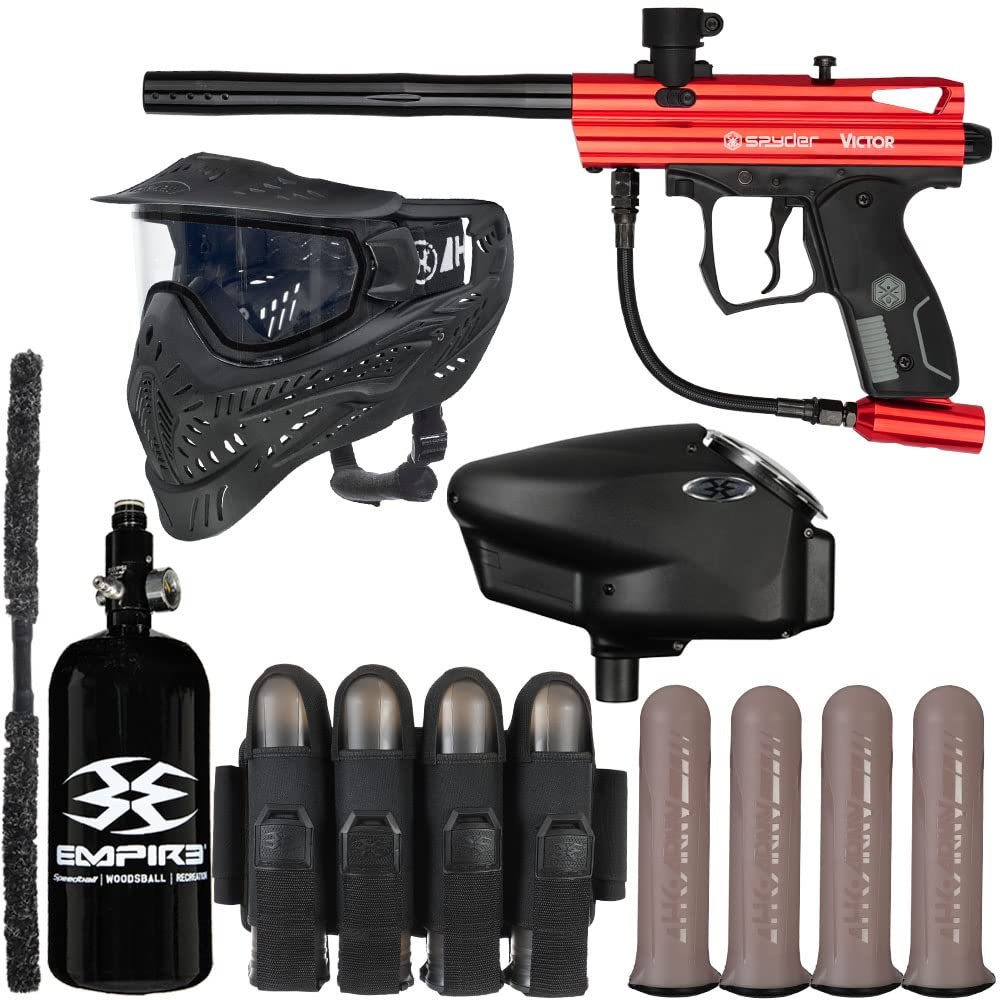 Action Village Kingman Spyder Victor Vendetta Paintball Gun Package Kit (Gloss Red)