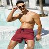 SILKWORLD Mens Swimming Trunks with Compression Liner 2 in 1 Quick-Dry Swim Shorts with Zipper Pockets Dark Red view 4