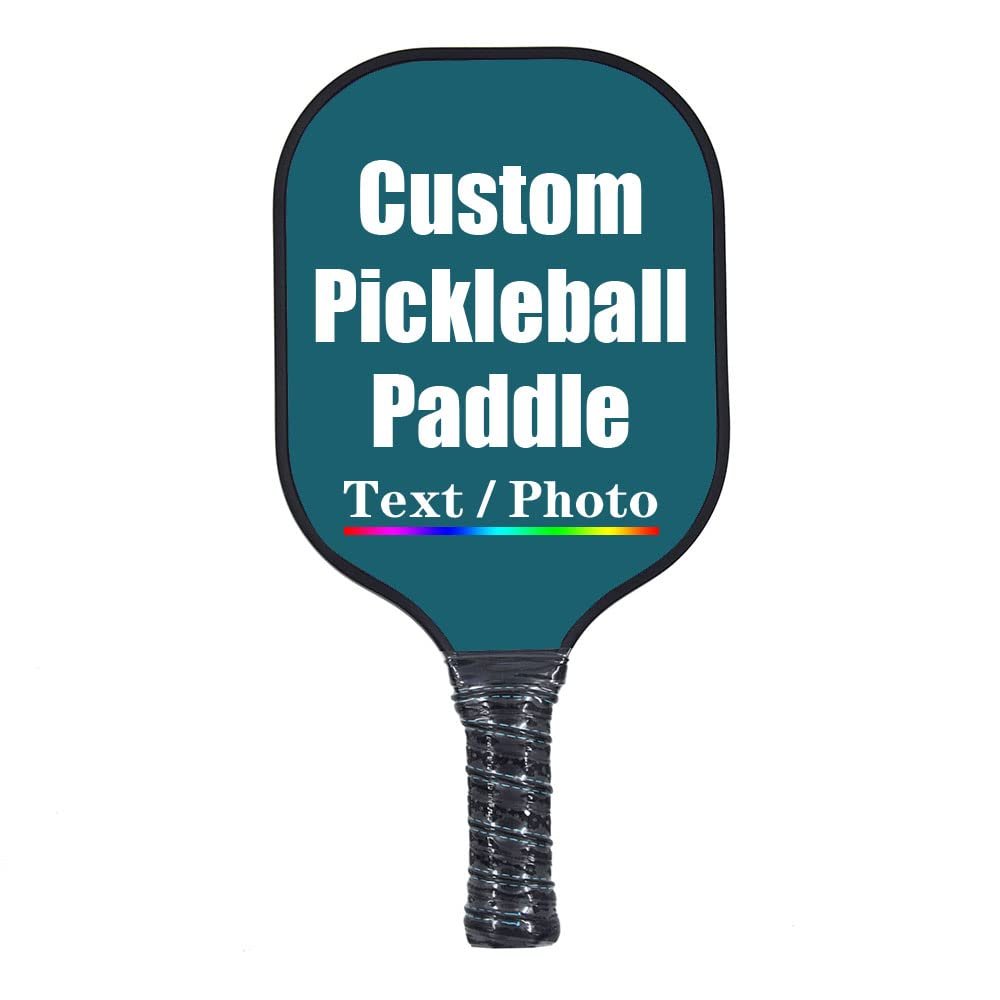 iPrint Custom Pickleballs Paddles, Personalized Pickle Ball Rackets, Customized Photo Text Logo, Max Spin & Control, Comfort Cushion Grip, Long Handle Equipment, Blue Green