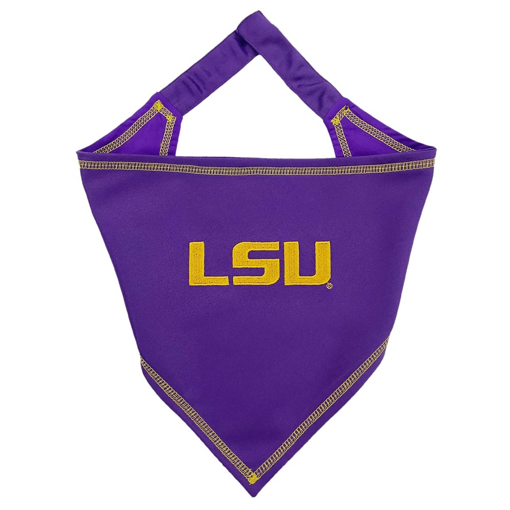 NCAA LSU Tigers Tie Bandana, Large/x-Large. Dog Bandana Scarf Bib for Pet Cat Dog. The Ultimate Game-Day, Party Bandana