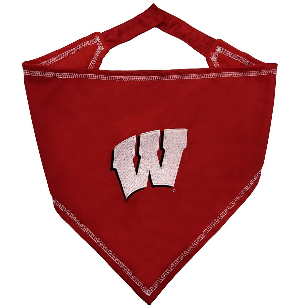 NCAA Wisconsin Badgers Tie Bandana, Large/x-Large. Dog Bandana Scarf Bib for Pet Cat Dog. The Ultimate Game-Day, Party Bandana