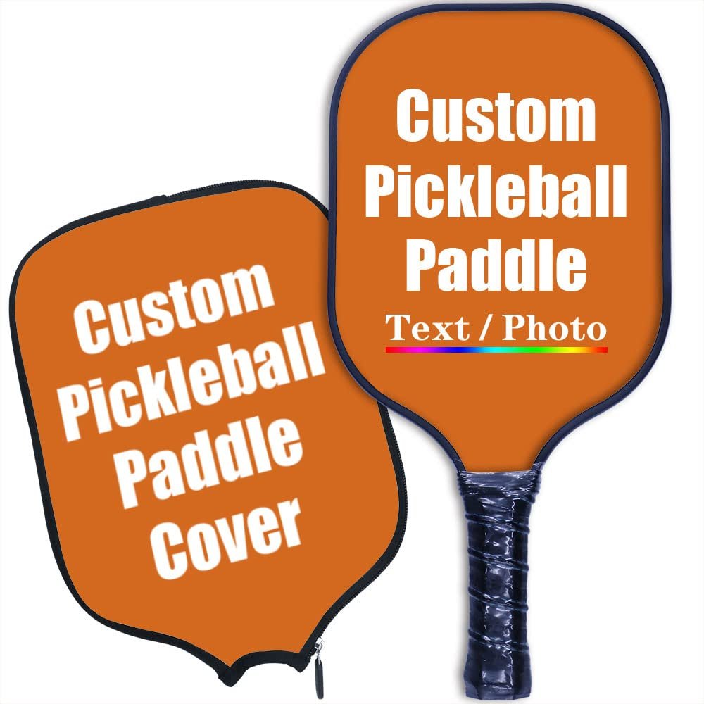 iPrint Personalized Custom Pickleballs Paddles Design Your Own, Pickleballs Paddles Customized Photo Text Pickleballs Rackets with Paddles Covers, Chocolate