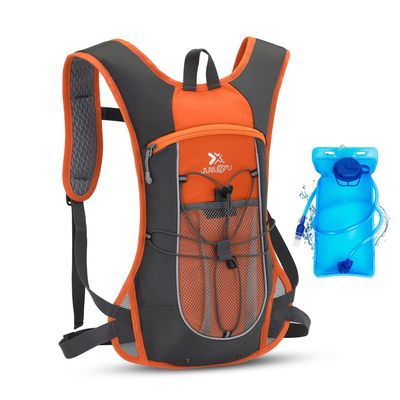 Clakllie Hydration Pack Water Backpack Lightweight Daypack Casual Water Pack with 2L Water Bladder for Men Women,Orange