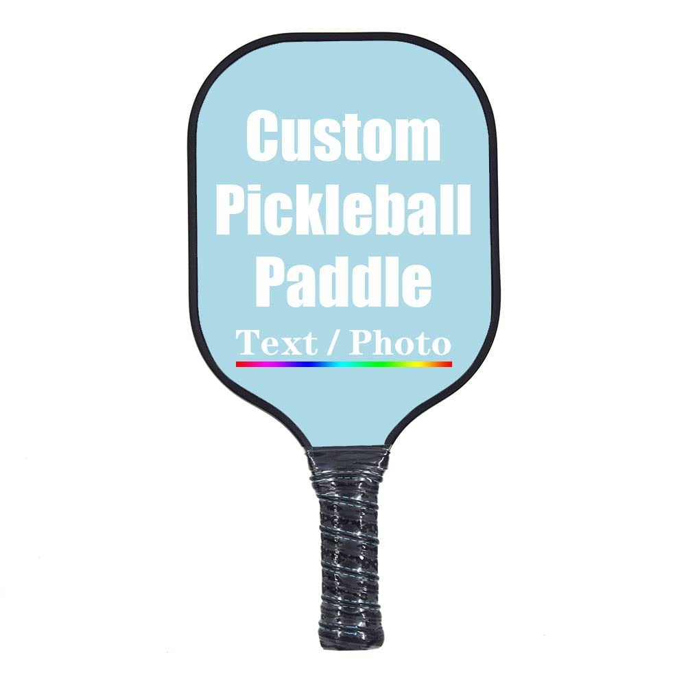 iPrint Custom Pickleballs Paddles, Personalized Pickleballs Paddles with Comfort Grip, Add Your Photo, Text, Logo Paddles, Light Blue
