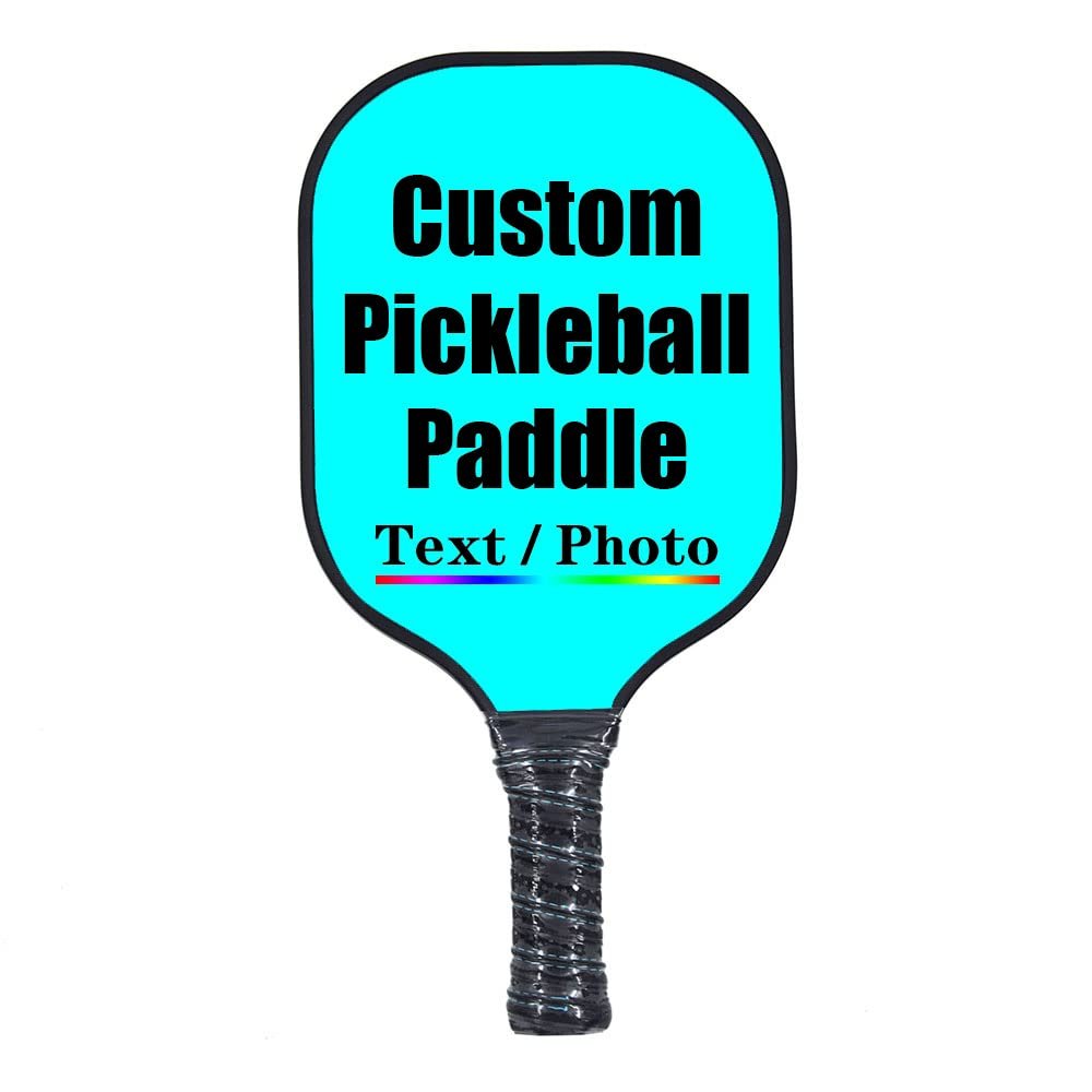 iPrint Custom Pickleballs Paddles, Personalized Pickleballs Paddles with Comfort Grip, Add Your Photo, Text, Logo Paddles, Cyan