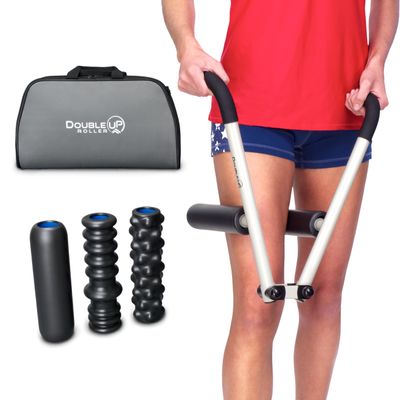 DoubleUP Roller D5 Leg & Arm Massager, Metal Frame, 5 Rollers & Case, White