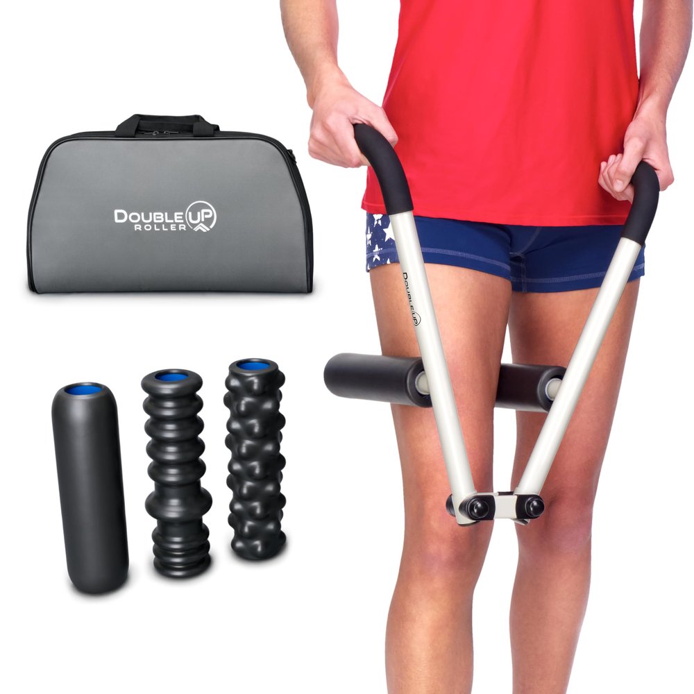 DoubleUP Roller D5 Leg & Arm Massager, Metal Frame, 5 Rollers & Case, White
