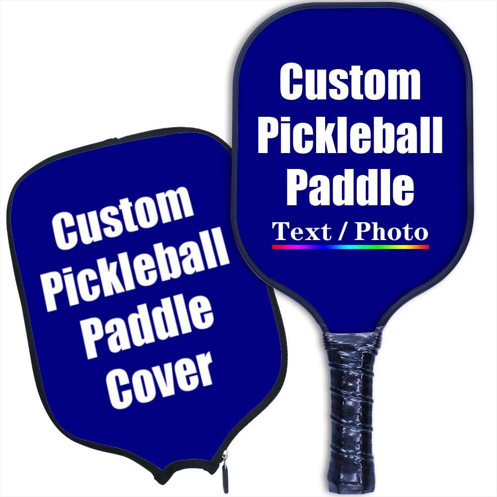 iPrint Custom Pickleballs Paddles, Personalized Pickle Ball Rackets, Customized Photo Text Logo, Max Spin & Control, Comfort Cushion Grip, Long Handle Equipment with Paddles Covers, Navy
