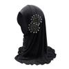 Girls Muslim Hijab Floral Lace Head Scarf Islamic Arab Scarf Shawls Head Wrap with Flowers Rhinestones for Girls view 1