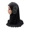 Girls Muslim Hijab Floral Lace Head Scarf Islamic Arab Scarf Shawls Head Wrap with Flowers Rhinestones for Girls view 2