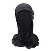 Girls Muslim Hijab Floral Lace Head Scarf Islamic Arab Scarf Shawls Head Wrap with Flowers Rhinestones for Girls view 3