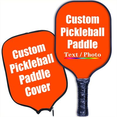 iPrint Personalized Custom Pickleballs Paddles Design Your Own, Pickleballs Paddles Customized Photo Text Pickleballs Rackets with Paddles Covers, Orange Red
