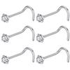 BLESSMYLOVE 6pcs 22g 3.0mm Clear CZ 316L Surgical Steel Silver Screw Nose Rings Studs Nose Nostrial Piercing Body Jewerly Screw Nose Rings for Women 22 gauge 3.0mm Cubic Zirconia Stainless Steel Nose Rings view 1