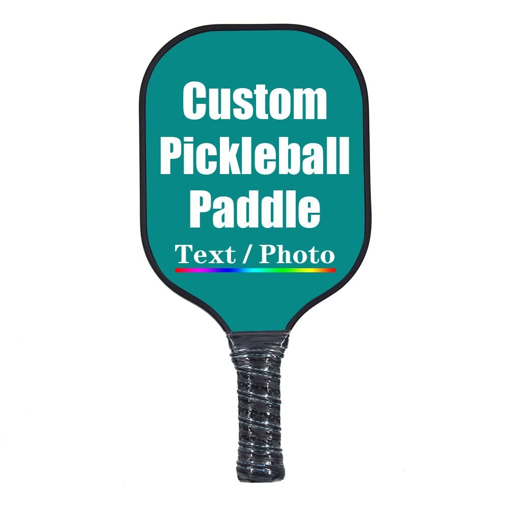 iPrint Custom Pickleballs Paddles, Personalized Pickle Ball Rackets, Customized Photo Text Logo, Max Spin & Control, Comfort Cushion Grip, Long Handle Equipment, Tropical Blue