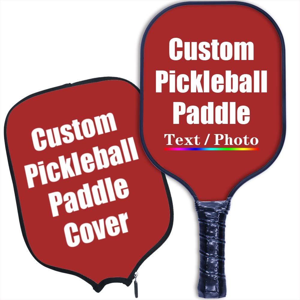 iPrint Custom Pickleballs Paddles, Personalized Pickle Ball Rackets, Customized Photo Text Logo, Max Spin & Control, Comfort Cushion Grip, Long Handle Equipment with Paddles Covers, Brown