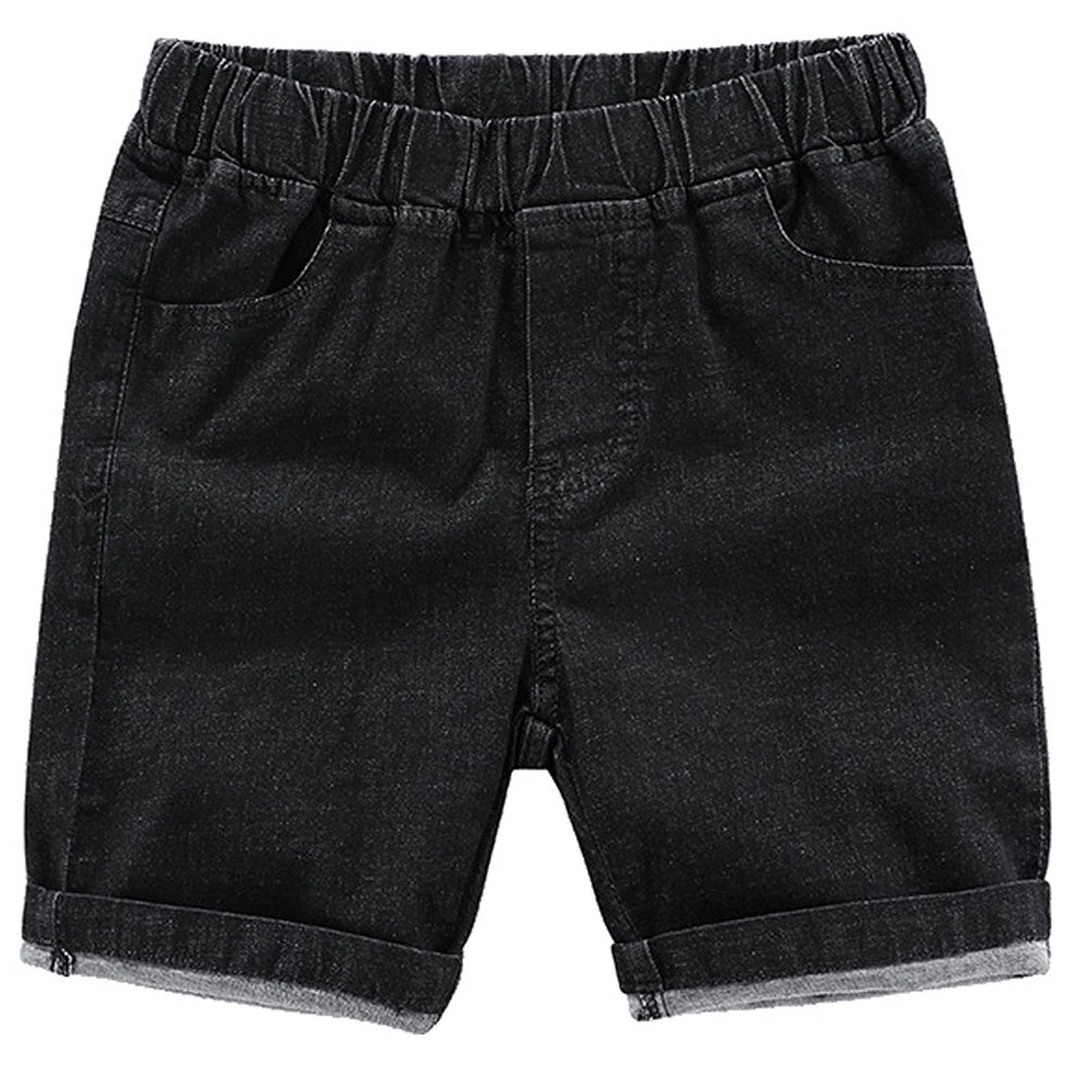 EISHOW Toddler Baby Boys Girls Cotton Denim Shorts,Kids Casual Elastic Denim Shorts with Pockets Stretch Shorts Jeans Pants (Black,6Y,6 Years)