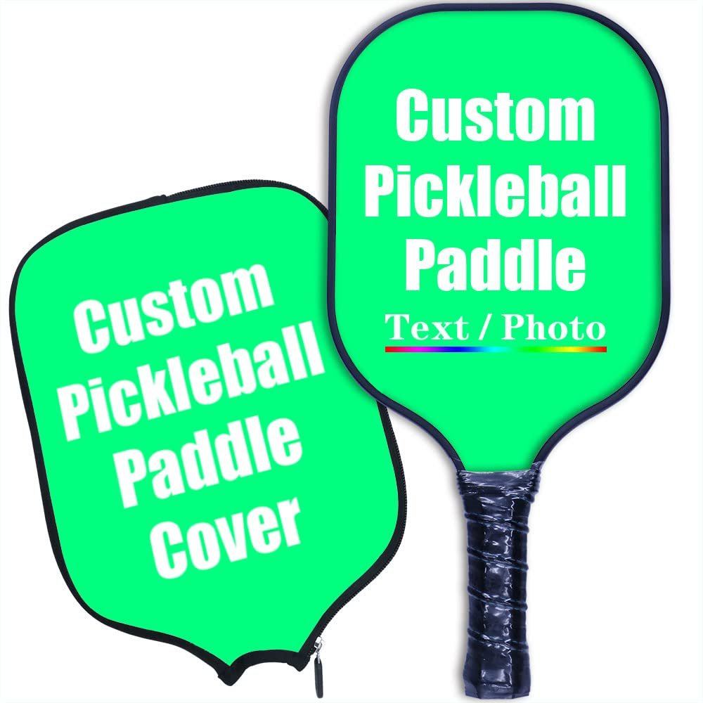 iPrint Custom Pickleballs Paddles, Personalized Pickleballs Paddles with Comfort Grip, Add Your Photo, Text, Logo Paddles with Paddles Covers, Spring Green