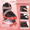 LEJIJIT Roller Skates for Kids Boys Girls Toddler Ages 3-12, Adjustable 4 Sizes for Kids and Youth Teen with Light Up Wheels, Quad Red Roller Skates for Sports (Big Kid 1Y-4Y) view 3