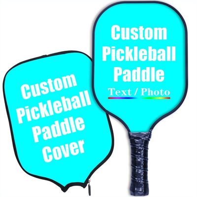 iPrint Custom Pickleballs Paddles, Personalized Pickleballs Paddles with Comfort Grip, Add Your Photo, Text, Logo Paddles with Paddles Covers, Cyan