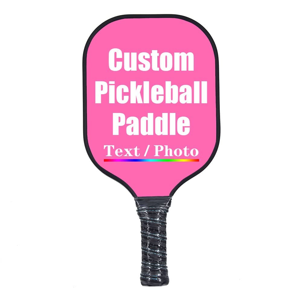 iPrint Custom Pickleballs Paddles, Personalized Pickle Ball Rackets, Customized Photo Text Logo, Max Spin & Control, Comfort Cushion Grip, Long Handle Equipment, Hot Pink