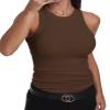 GEMBERA Womens Sleeveless Racerback High Neck Basic Ribbed Knit Fitted Tank Top Mocha Brown XL view 1
