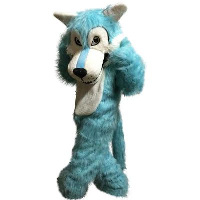 Blue big mouth Wolf Costume Mascot Cosplay Holiday Adult Outfits Design