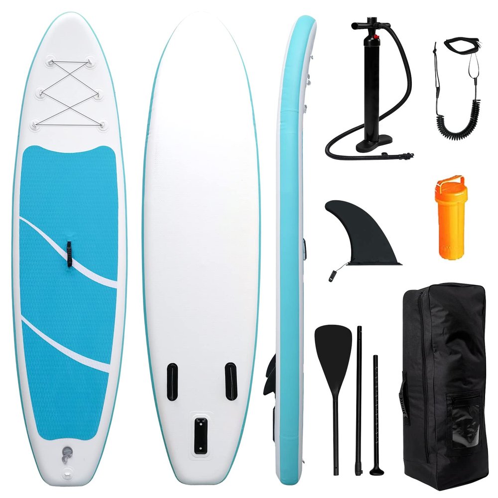 Inflatable Stand Up Paddle Board (6 Inches Thick), Non-Slip Deck Standing Boat, Include Adjustable Paddle, Backpack, Hand Pump, Fin, for Youth & Adult- (10'x30'' x6'' Blue)