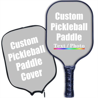 iPrint Personalized Custom Pickleballs Paddles Design Your Own, Pickleballs Paddles Customized Photo Text Pickleballs Rackets with Paddles Covers, Silver