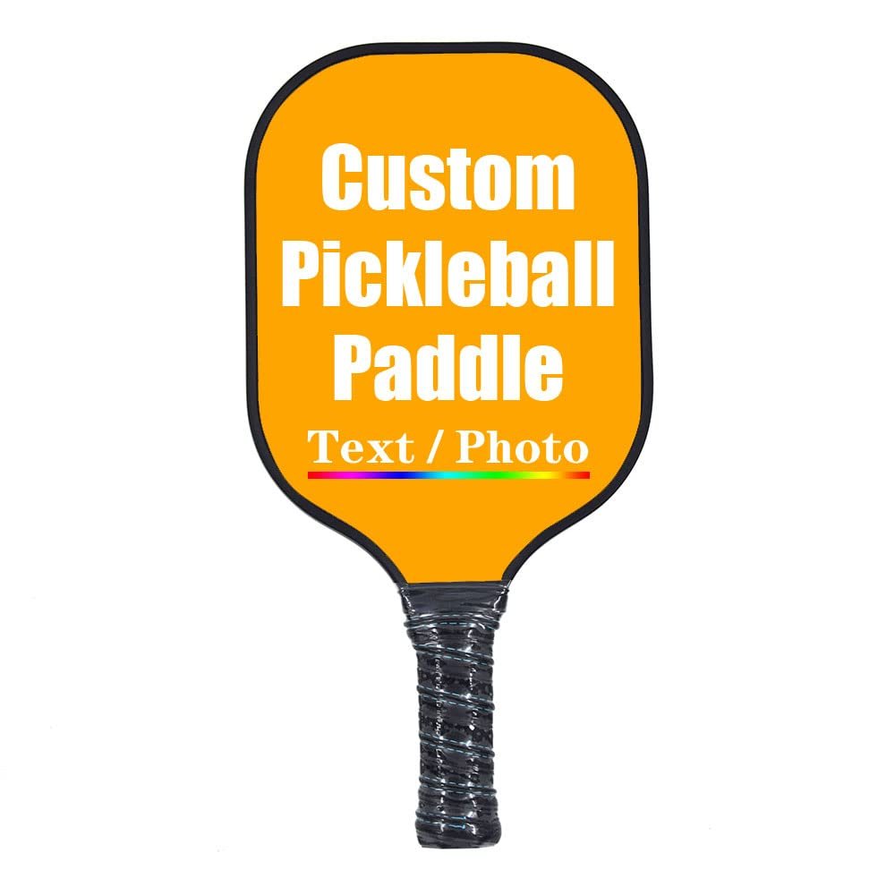 iPrint Custom Pickleballs Paddles, Personalized Pickle Ball Rackets, Customized Photo Text Logo, Max Spin & Control, Comfort Cushion Grip, Long Handle Equipment, Orange