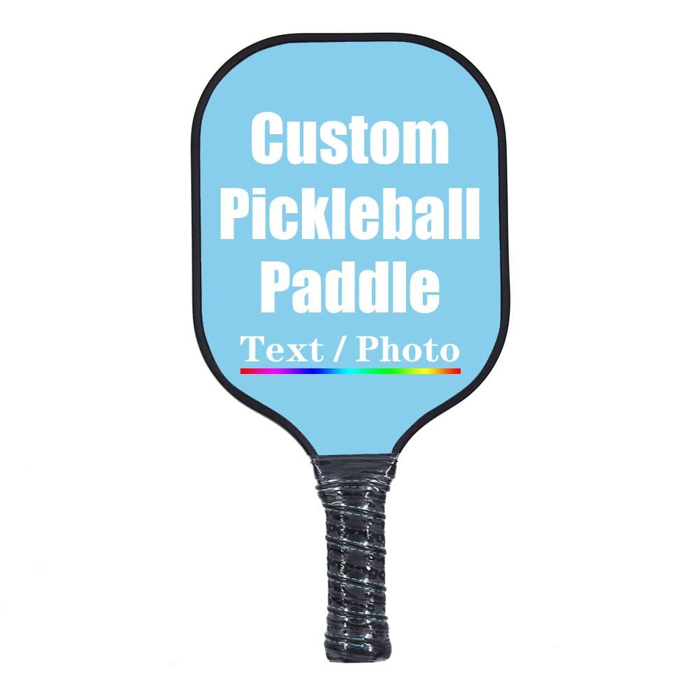 iPrint Custom Pickleballs Paddles, Personalized Pickle Ball Rackets, Customized Photo Text Logo, Max Spin & Control, Comfort Cushion Grip, Long Handle Equipment, Sky Blue