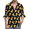 BAIKUTOUAN Cute Yummy Halloween Candy Corn Men's Loose Fit Long Sleeve Shirt Button-Up Casual Shirts 4XL view 1