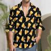 BAIKUTOUAN Cute Yummy Halloween Candy Corn Men's Loose Fit Long Sleeve Shirt Button-Up Casual Shirts 4XL view 2