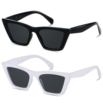 ANDWOOD Cat Eye Sunglasses for Women Cateye Frames Fashion Vintage Square Classic Retro Sun Glasses