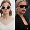 ANDWOOD Cat Eye Sunglasses for Women Cateye Frames Fashion Vintage Square Classic Retro Sun Glasses view 2