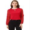 Allegra K Women's Work Tops Keyhole Neck Long Sleeve Work Shirts Blouse Dressy Casual Business Shirt Medium Red view 1