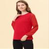 Allegra K Women's Work Tops Keyhole Neck Long Sleeve Work Shirts Blouse Dressy Casual Business Shirt Medium Red view 3