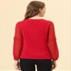 Allegra K Women's Work Tops Keyhole Neck Long Sleeve Work Shirts Blouse Dressy Casual Business Shirt Medium Red view 4