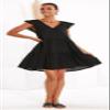 LALUNE Womens Summer Dress Sleeveless Ruffle Sleeve V Neck Mini Dress Solid Color Loose Fit Short Flowy Pleated Dress Black view 3