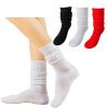 3 Pairs Womens Slouch Scrunchy Socks Colorful Extra Long Loose Stacked Chunky Boot Socks (Black+White+Red) view 1