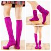 3 Pairs Womens Slouch Scrunchy Socks Colorful Extra Long Loose Stacked Chunky Boot Socks (Black+White+Red) view 2