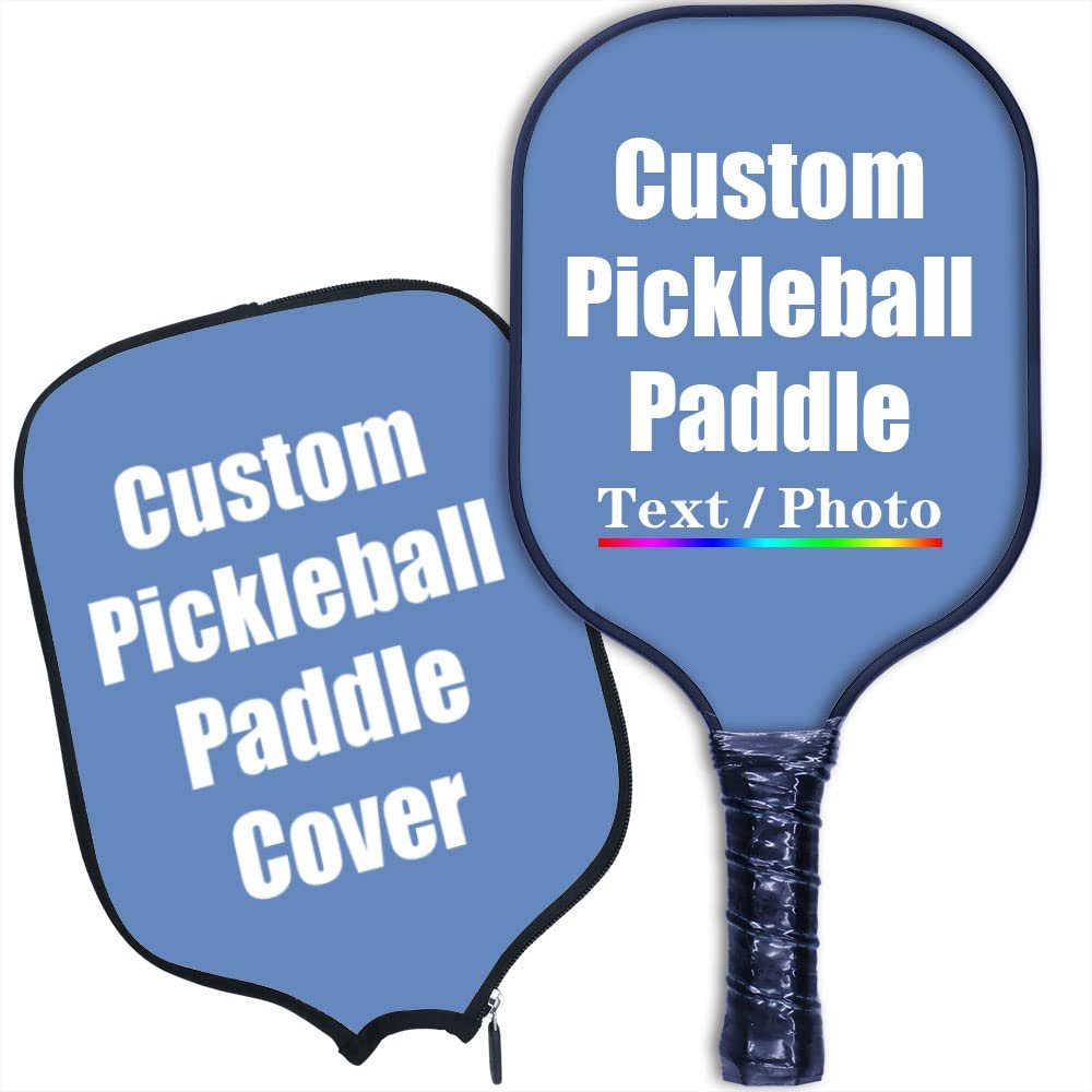 iPrint Custom Pickleballs Paddles, Personalized Pickleballs Paddles with Comfort Grip, Add Your Photo, Text, Logo Paddles with Paddles Covers, Carolina Blue