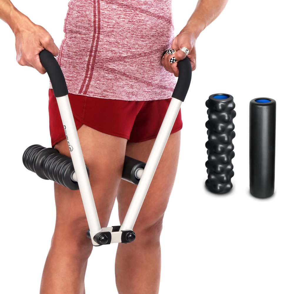 DoubleUP Roller D4 Leg & Arm Massager, Metal Frame + 4 Rollers, White