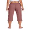 TARSE Womens Summer Capris Yoga Workout Sweatpants Pockets Loose Drawstring Capri Pants Lounge Pajama Cropped Pants (Rose Pink,L) view 2