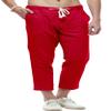 chouyatou Men's Casual Drawstring Straight Fit Beach Linen Capri Pants (Small, Red) view 1